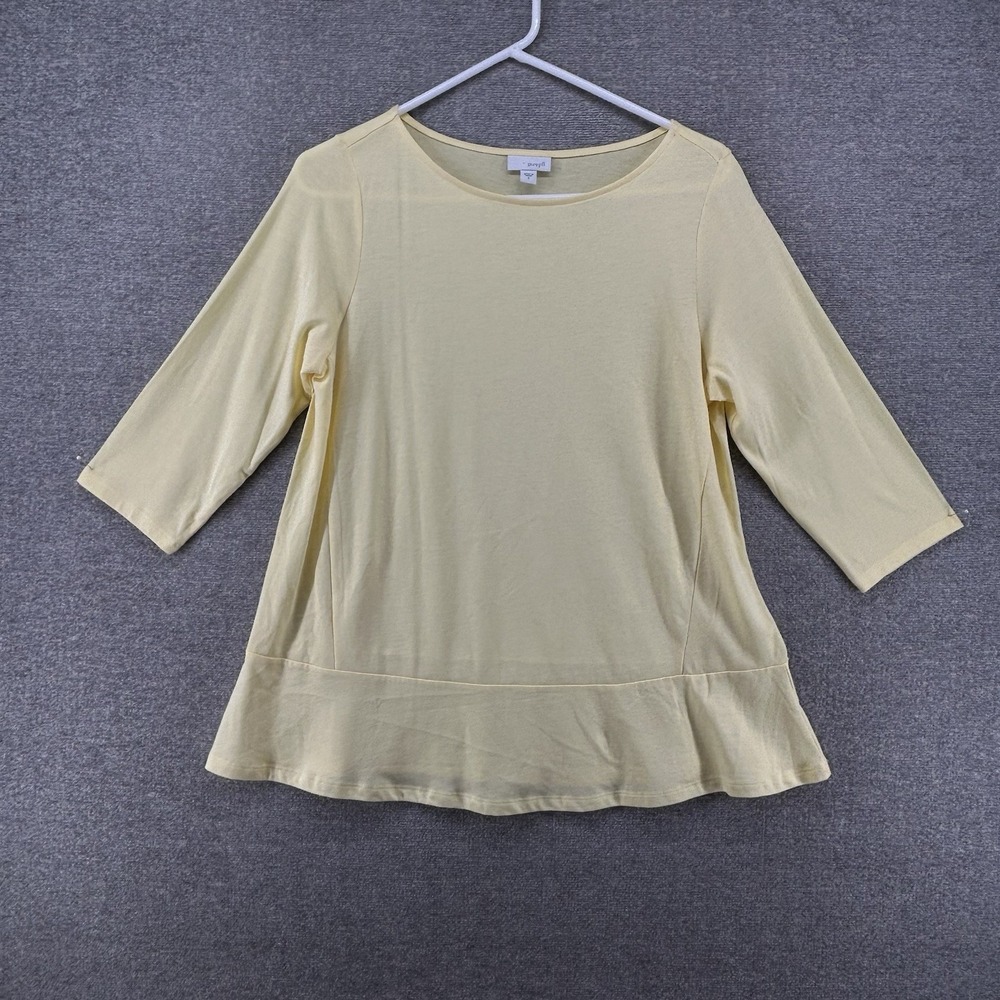 J Jill Pure Jill Tunic Top Women Size Small Light Yellow 3/4 Sleeve Casual